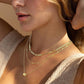 Layered 14k Vermeil Gold CZ Pendant Necklace Set - Choker, Beads, and Diamond Pendant for All Occasions