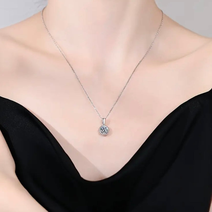 Moissanite & Diamond Bezel Pendant Necklaces – Gold & Silver Chains