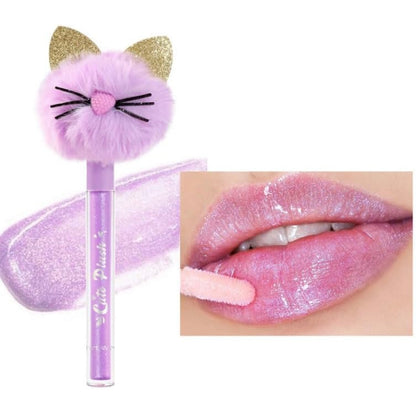Adorno labial rellenador de labios con forma de diamante de gatito de peluche | Labios regordetes naturalmente | 4 colores pastel