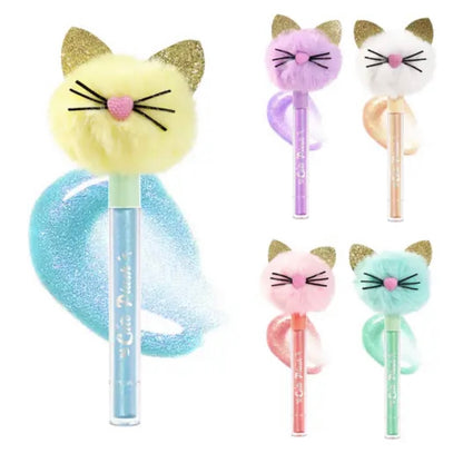 Adorno labial rellenador de labios con forma de diamante de gatito de peluche | Labios regordetes naturalmente | 4 colores pastel