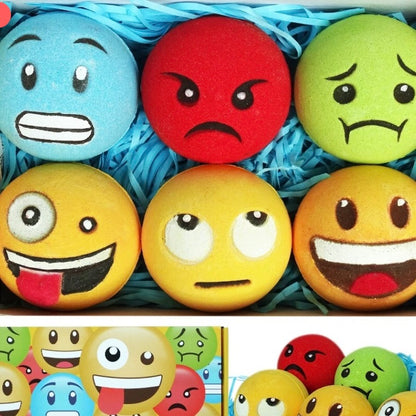 Emoji Bath Bombs for Kids & Adults – All-Natural, Vegan, Sensitive Skin Friendly, 6 Piece Fun Gift Set