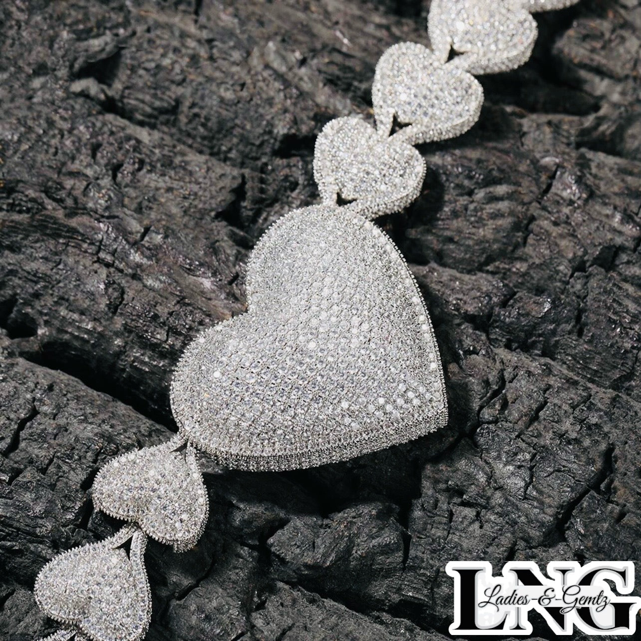 Sapphire Micro Pave AAAAA Cubic Zirconia Heart Pendant Necklace in Vermeil 14k White Gold By LadiesNGentz Boutique purchase at LadiesNGentz.com or Facetreasures.com