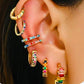 Elegant 7-Piece Ear Party Set - 14k Vermeil Gold & Silver with Sapphire and Multi-Color AAAA CZ Gemstones