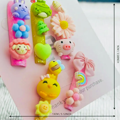 Kawaii Characters Professional Multi-color Handcrafted Press On Nails, Reusable 12 Times.