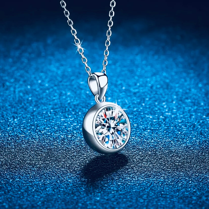 Moissanite & Diamond Bezel Pendant Necklaces – Gold & Silver Chains