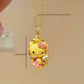 Hello Kitty 24K Gold Plated Pendant Necklace - 17" Cable Chain, Pink Bow & Heart