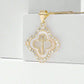 14k Vermeil Gold Cross Necklace with Mother of Pearl Shell & Crystal Studded Accents