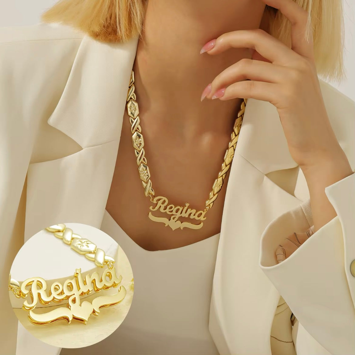 Custom 14k Vermeil Gold, Silver Or Rose Gold Diamond Cut 3D Name Necklace