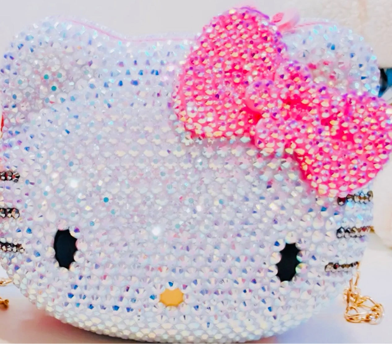 Kawaii Hello Kitty Crystal Sapphire Blinged Out Adjustable Cat Handbag, Evening Bag, Crossbody Bag | Limited Edition, Collectible