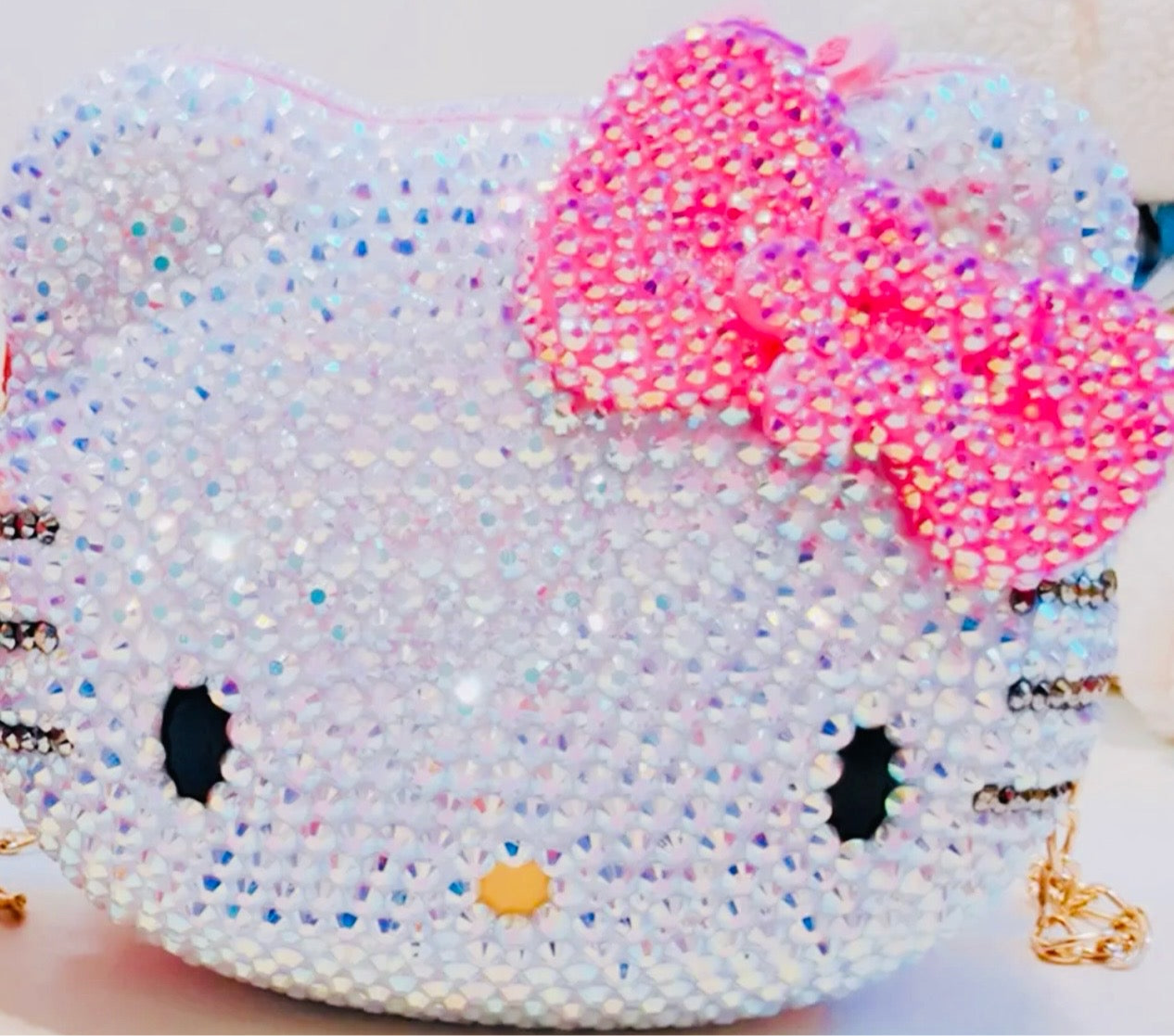 Kawaii Hello Kitty Crystal Sapphire Blinged Out Adjustable Cat Handbag, Evening Bag, Crossbody Bag | Limited Edition, Collectible