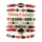 KC GameDay Red, Black, Gold CZ 8 Piece beaded Friendship Bracelet Set