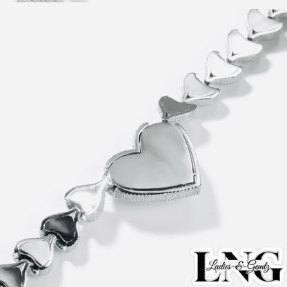 Sapphire Micro Pave AAAAA Cubic Zirconia Heart Pendant Necklace in Vermeil 14k White Gold By LadiesNGentz Boutique purchase at LadiesNGentz.com or Facetreasures.com