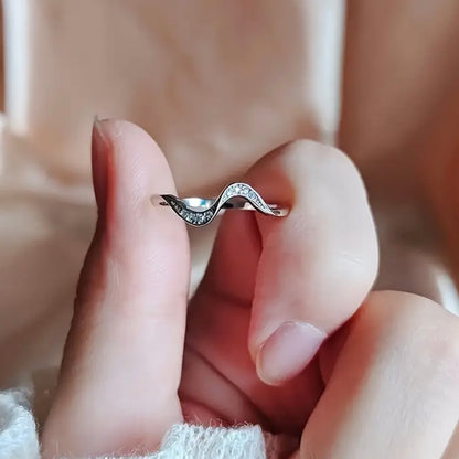 Ladies Silver Wave CZ Ring – Inspirational Gift with Sentimental Message in Keepsake Box