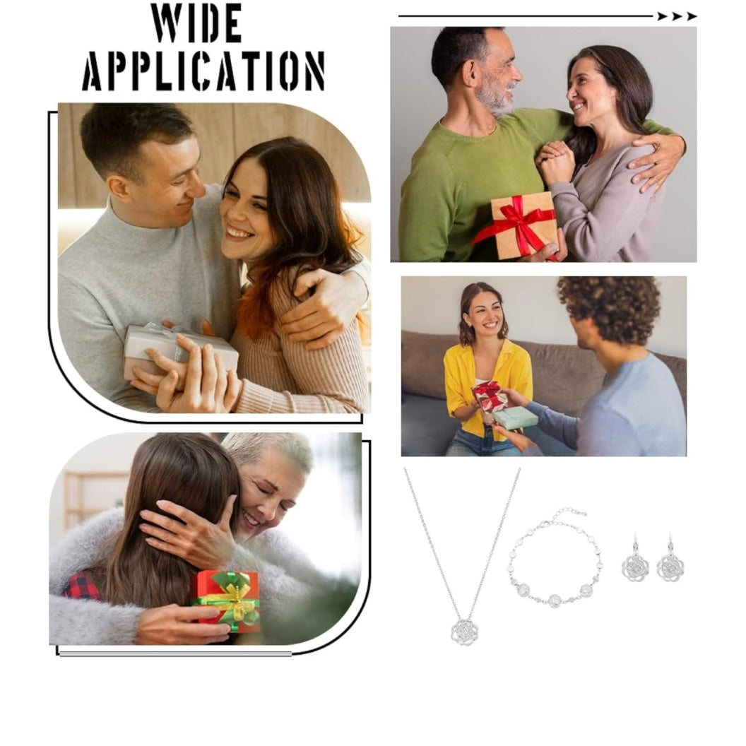 Luxury Rose Gold Jewelry Set with Rare Australian Crystals – Necklace, Earrings & Bracelet | Also in 925 Silver