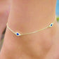 Evil Eye Vermeil Gold & Cubic Zirconia Ankle Bracelet – Good Fortune Anklet for Protection & Style