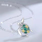 Exquisite Emerald Green Flawless Crystal & Sapphire Gemstone Silver Sea Turtle Pendant, Choice of Style
