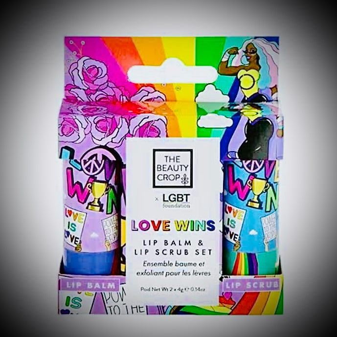 The beauty crop “Love Wins” lip balm and lip scrub duo gift set donates a portion of all proceeds and sales to the LGBTQ Foundation.m To help raise money to improve on self-love and self-care. These unique Gift sets are limited and made in collaboration with our business for the next two months, only available at FaceTreasures.com