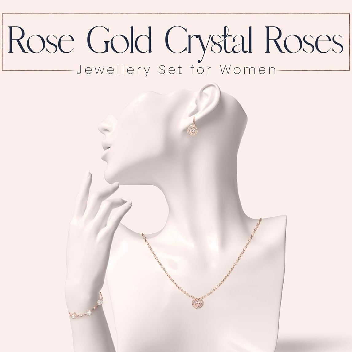 Luxury Rose Gold Jewelry Set with Rare Australian Crystals – Necklace, Earrings & Bracelet | Also in 925 Silver