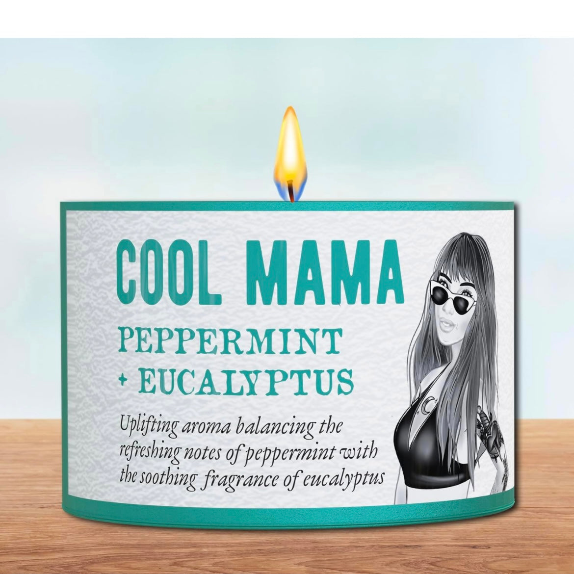 One “Cool Mama” Pepermint & Eucalyptus Aromatherapy 2 ounce 100% Soy candle