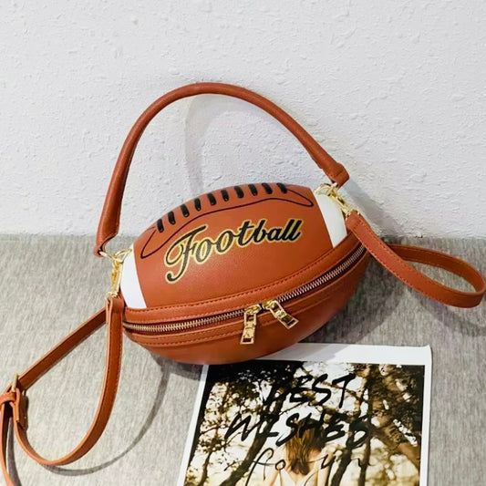 Game Day Glam: Football PU Leather Handbag – 3 Trendy Colors with Adjustable Shoulder Strap
