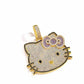 Kawaii kitty Cat Silver Or Gold Cubic Zirconia Sapphire Pendant, Hiphop Jewelry, USA Shipping