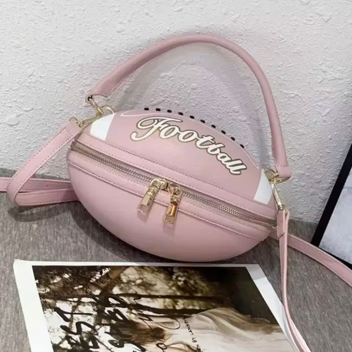 Game Day Glam: Football PU Leather Handbag – 3 Trendy Colors with Adjustable Shoulder Strap