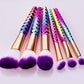 6 Piece Multi-Color Rainbow Professional Makeup Artist Brush Set For Professionals