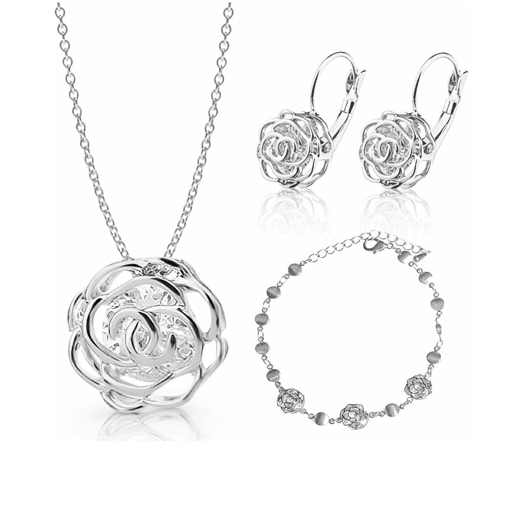 Luxury Rose Gold Jewelry Set with Rare Australian Crystals – Necklace, Earrings & Bracelet | Also in 925 Silver