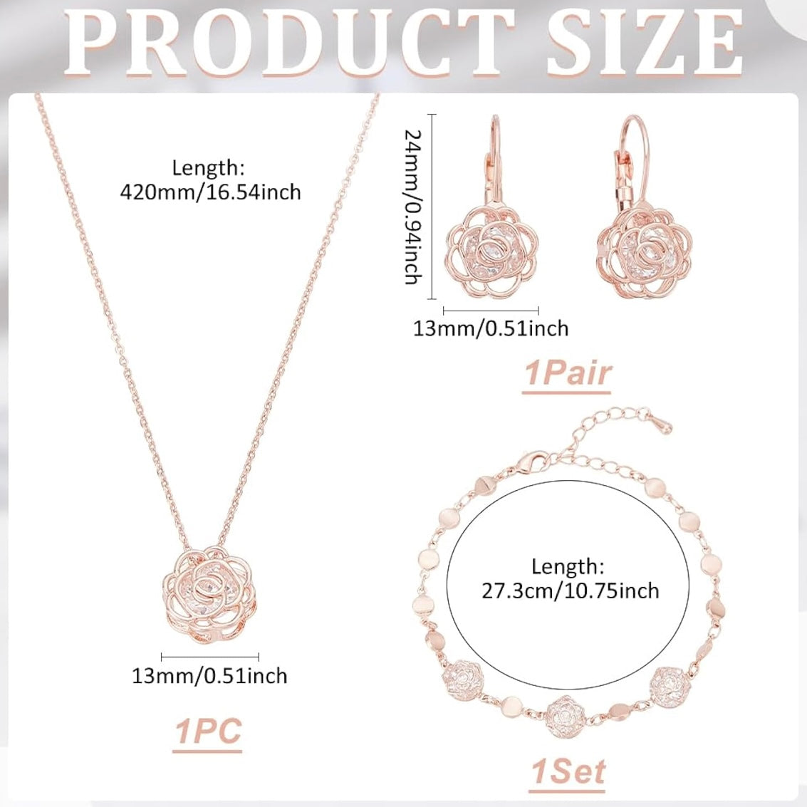 Luxury Rose Gold Jewelry Set with Rare Australian Crystals – Necklace, Earrings & Bracelet | Also in 925 Silver