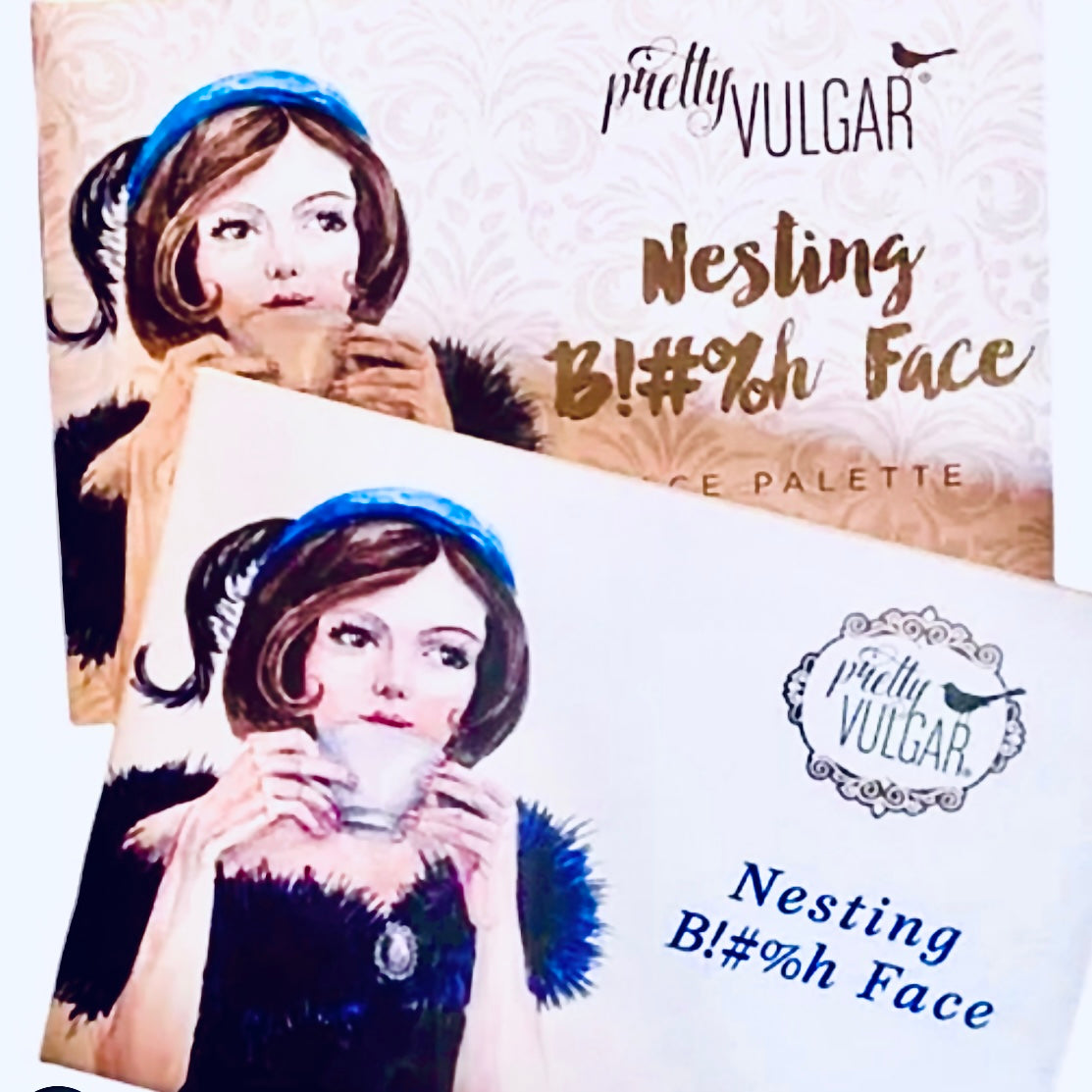 Pretty Vulgar Nesting B*tch Face Palette is a limited edition palette that is no longer in production or being manufactured. This limited edition high pigment Face palette offers 6 rare blush and bronzer shades that fits all skin types and tones. It’s made up of all natural cutlery free vegan ingredients you can feel good about using and this palette is great for all skin type including the most sensitive problematic skin. This palette is only available at Facetreasures.com or LadiesNGentz.com