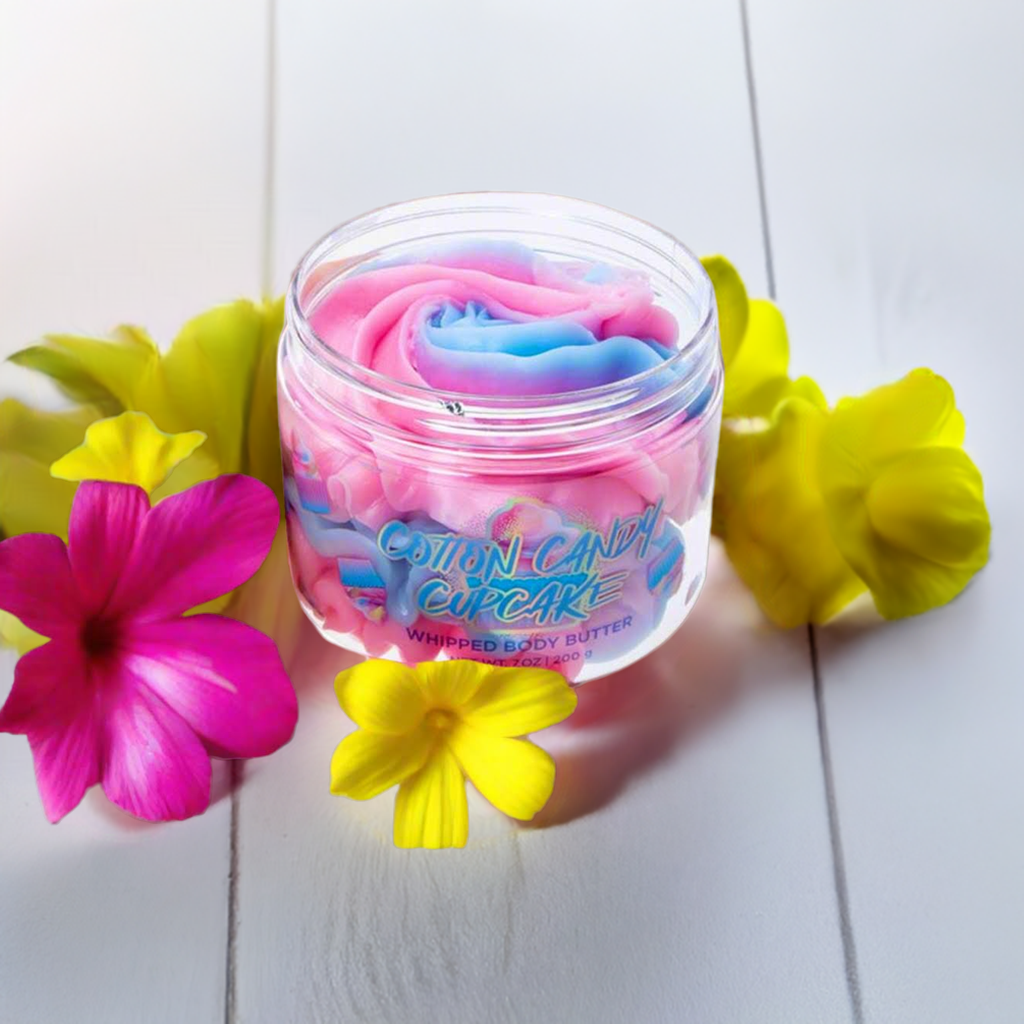 Cotton Candy Cupcake Whipped Body Butter by The Beauty Gods - 100% Vegan, Organic Ingredients, Perfect for Dry Skin