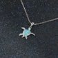 Trendy fashion upscale cute little turtle Opel beach sterling silver pendant