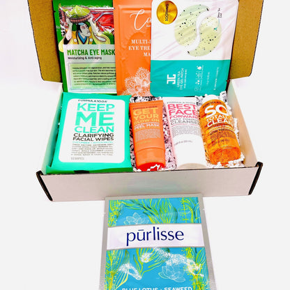 A Teen monthly deluxe k-beauty skincare box with the focus on acne. this beautiful box is overflowing with top premium skincare brands incorporated into this box and sold at a fraction of the cost of one item included. this box is ship monthly till the plan chose expires.