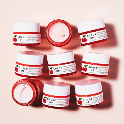 Farmacy Cheer Up Brightening Eye Cream 15ml , This Powerful brightening blend & potent formula visibly firms and smooths the look of fine lines with 4% vitamin C, natural peptides and caffeine.  Instant radiance. Hyaluronic acid and three types of vitamin C, including acerola cherry, rejuvenate the eye contour and help reduce the appearance of dark circles.  Fast-absorbing. Sinks into skin quickly and doesn’t pill under makeup.   