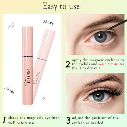 GlamaLash 3D Magnetic Eyeliner and EyeLash Kit Features (2 Pairs) Faux Mink Lashes