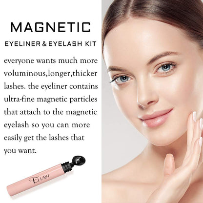 GlamaLash 3D Magnetic Eyeliner and EyeLash Kit Features (2 Pairs) Faux Mink Lashes