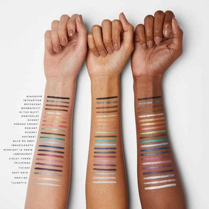 Marc Jacobs' Highliner Gel Eye Crayon Eyeliner delivers intense colour, 12-hour waterproof wear and amazing glide in both shimmer and matte finishes. This Particular Marc Jacobs Shade Marigold has a Golden Peach Shimmer, unique yet very stunning.   Experience the luxury of gel eyeliner with the ease of a pencil. Make a bold statement