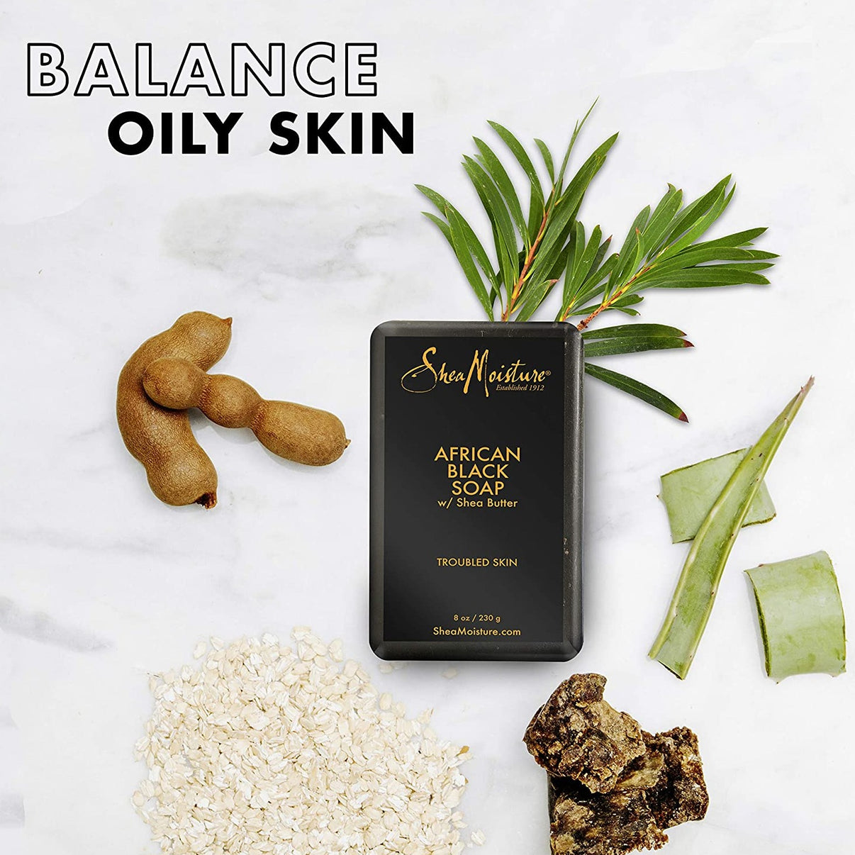 Shea Moisture African Black Soap Face and Body Bar for Oily, BlemishP