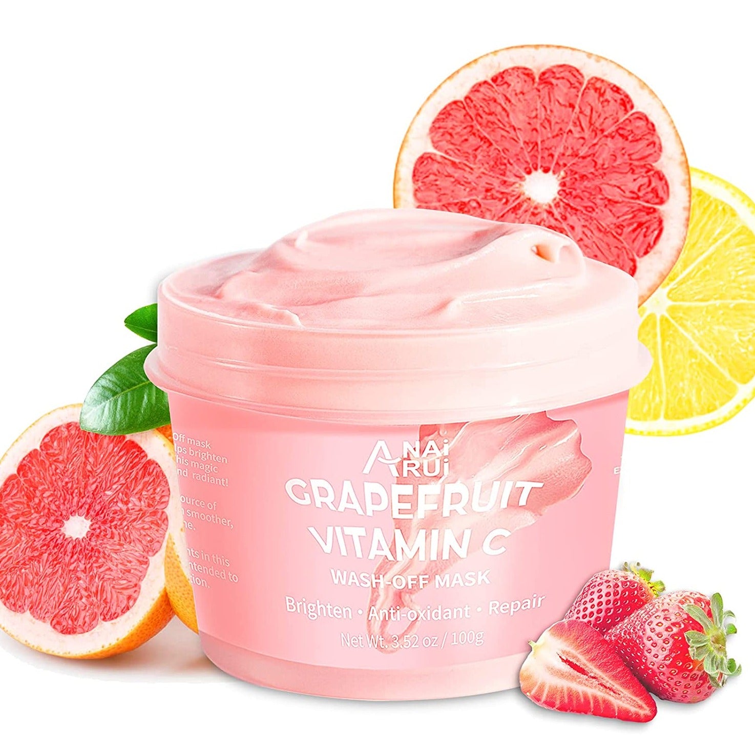 Grapefruit Vitamin C Wash-off Facial Mask incorporates Hydrating, Soothing, Nourishing and Repairing properties to restore and maintain a youthful healthy glow. Help restore your skin's radiance after sun exposure, daily stressors, adult acne & environmental pollution while Preventing free-radical damage by using this mask 3 times a week. Don't run to untrustworthy skin care with false promises