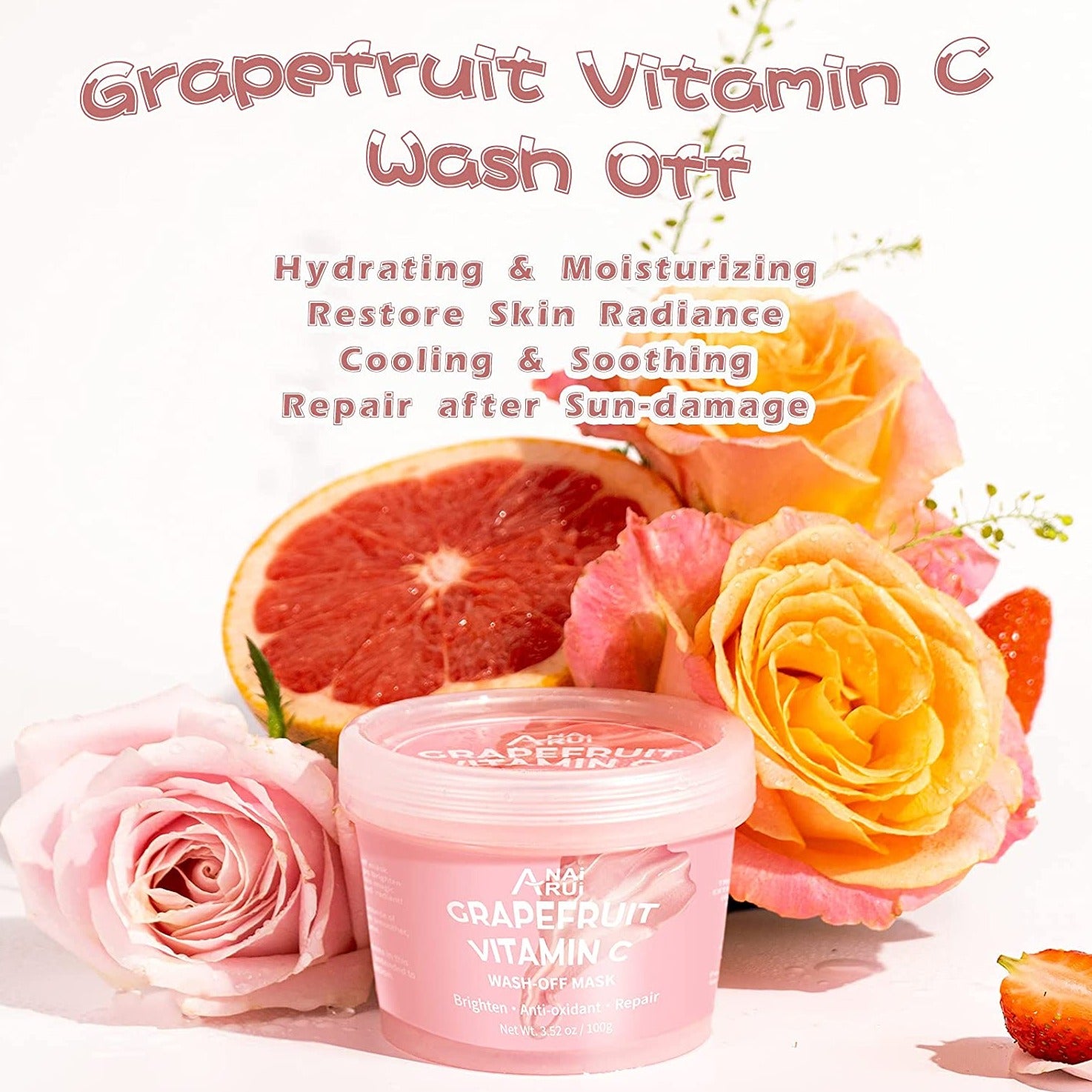 Grapefruit Vitamin C Wash-off Facial Mask incorporates Hydrating, Soothing, Nourishing and Repairing properties to restore and maintain a youthful healthy glow. Help restore your skin's radiance after sun exposure, daily stressors, adult acne & environmental pollution while Preventing free-radical damage by using this mask 3 times a week. Don't run to untrustworthy skin care with false promises