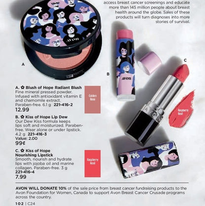 Avon Kiss Of Hope Raspberry Rose`