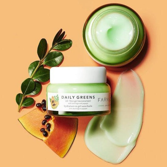 Farmacy daily greens oil-free gel moisturizer with moringa and papaya. Excellent for all skin types to be used moring & night and comes in a full size 1.7 ounce jar