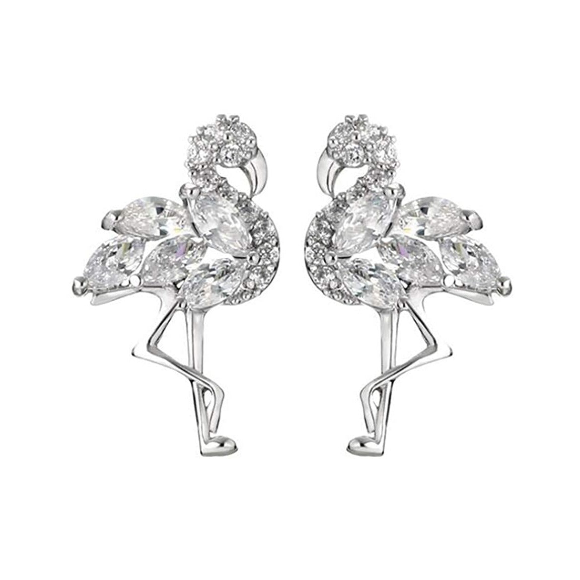 luxury Flamingo Bird Shaped 925 Silver AAAA Quality Handcrafted Cubic Zirconia & Chrystal Stud Hypoallergenic Earrings for Women, Kids or any fashionably ready being who absolutely loves the best in Luxury Jewelry. These Beautiful and Cute Earrings make a great addition with any attire from Shorts and Flip Flops to an elegant dress and heels, these earrings are just right and perfect for anytime of day, night or event.