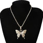 gold rhinestone butterfly pendant necklace