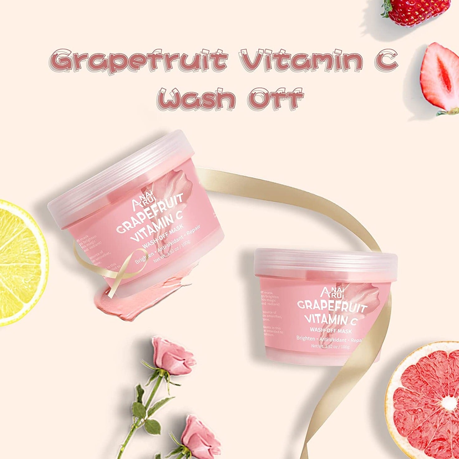 Grapefruit Vitamin C Wash-off Facial Mask incorporates Hydrating, Soothing, Nourishing and Repairing properties to restore and maintain a youthful healthy glow. Help restore your skin's radiance after sun exposure, daily stressors, adult acne & environmental pollution while Preventing free-radical damage by using this mask 3 times a week. Don't run to untrustworthy skin care with false promises