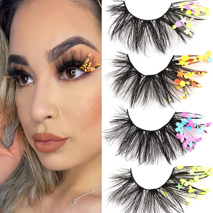 4 piece 22mm faux mink vegan glitter eyelashes