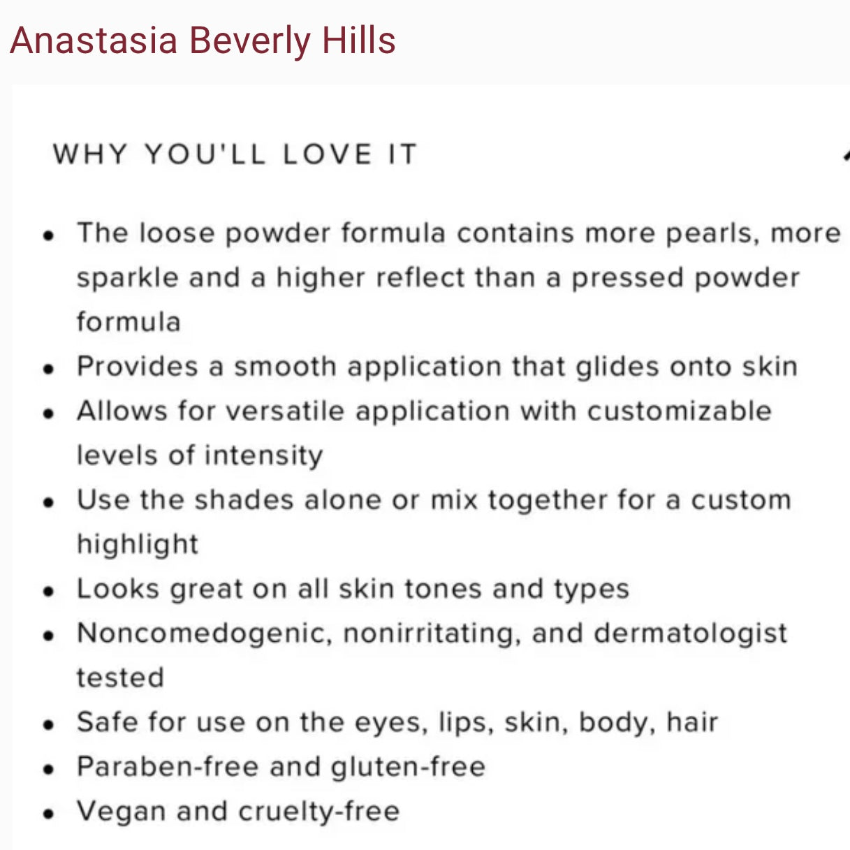 Anastasia Beverly Hills - Loose Highlighter - Vegas