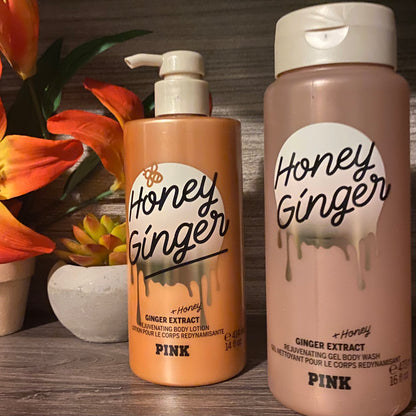 Juego de spa de lujo de 4 piezas Pink By Victoria Secret Ginger Honey 