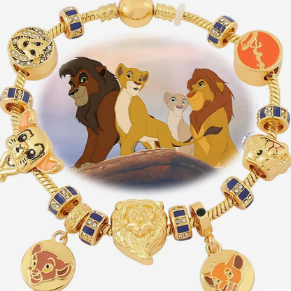 Classic Disney The Lion King Charm Bracelet Featuring Simba, Nala, Mufusa
