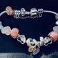 Beautiful Silver & Rose Gold With Love Heart Charm Bracelet